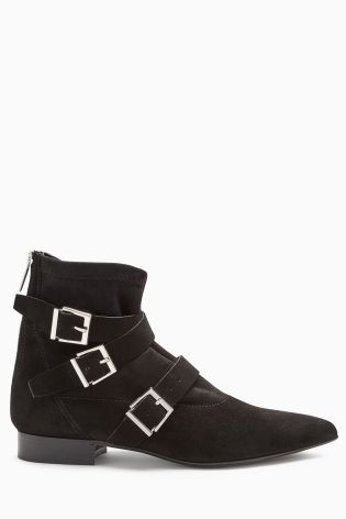 Black Buckle Point Boots